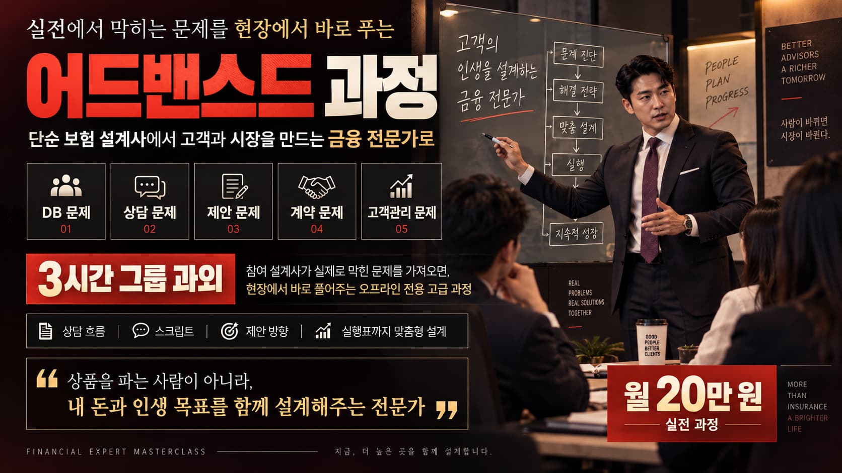 내 영업 문제를 직접 가져와서 해결하고, 다음 상담부터 바로 적용할 수 있는 실전형 코칭 과정