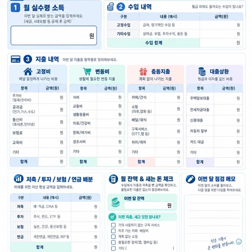 월급 현금흐름표